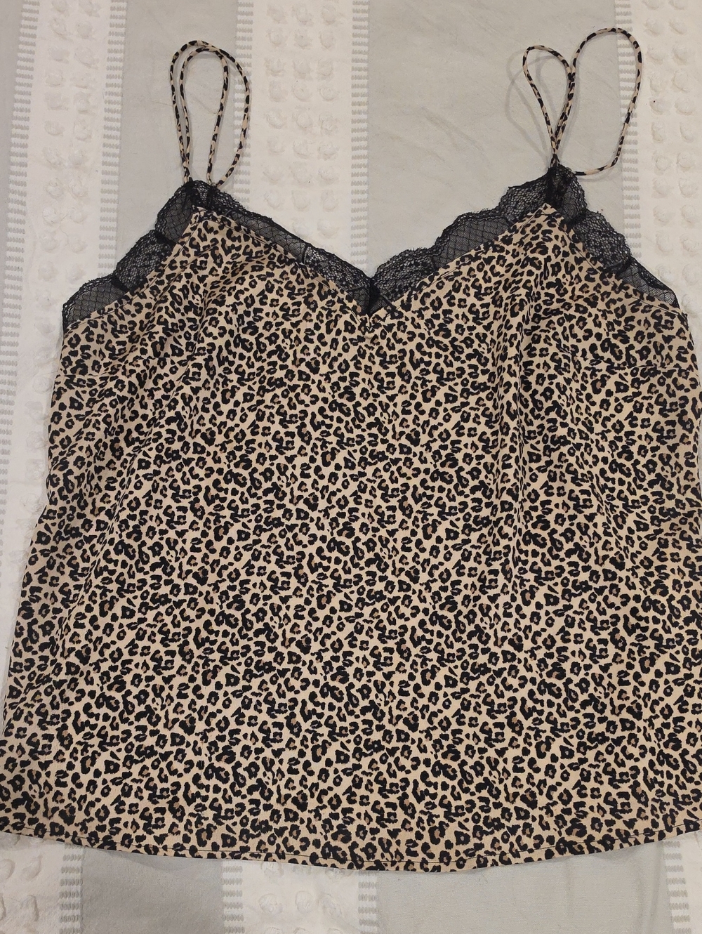 Abercrombie & Fitch Leopard Print Lace-Trim Cami in Beige and Black